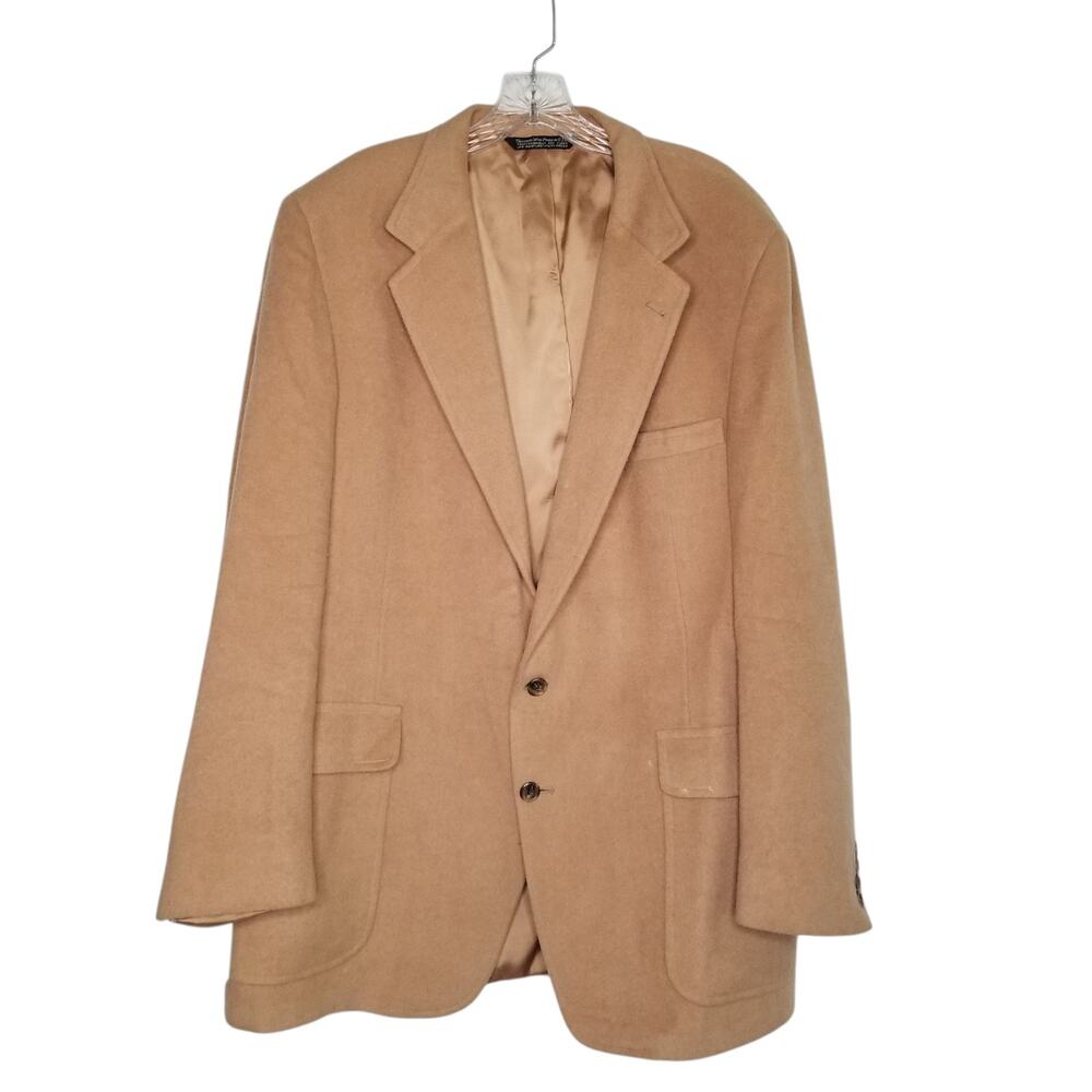 Vintage Christian Brooks Men’s 100% Camel Hair Tan Lined Blazer Jacket 48